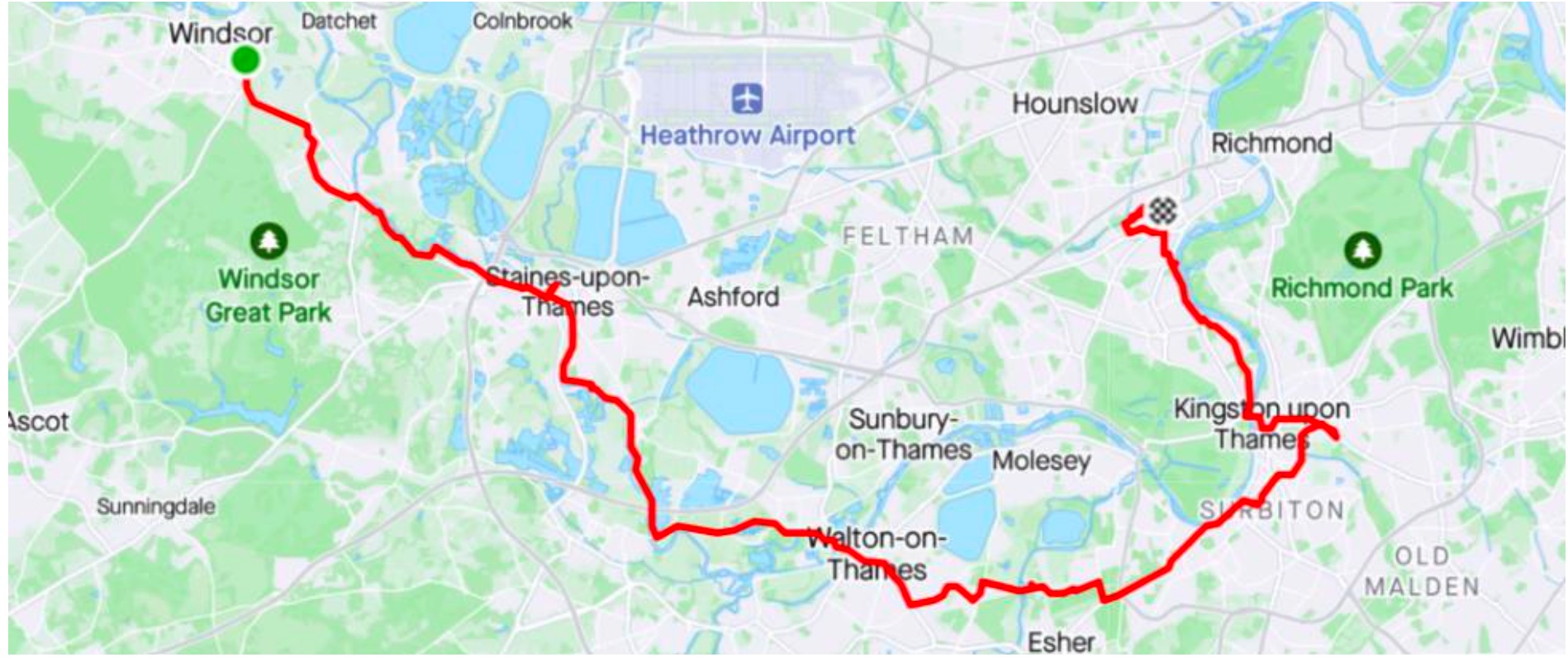 Windsor to Twickenham Route - Day 1